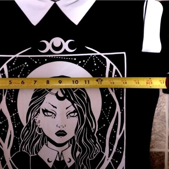 KILLSTAR- GOTHIC, PENTEGRAM, WITCHY, WICCAN, "MOON SPELL" DRESS, WHITE COLLAR - Picture 9 of 15
